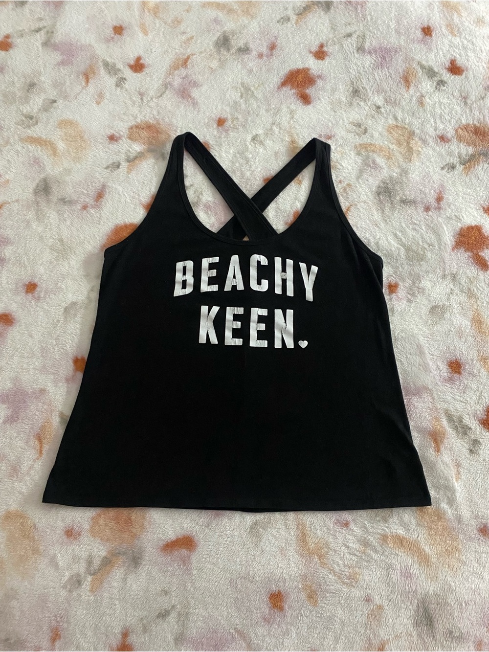 Victoria’s Secret Black Graphic Tank Top "BEACHY KEEN"